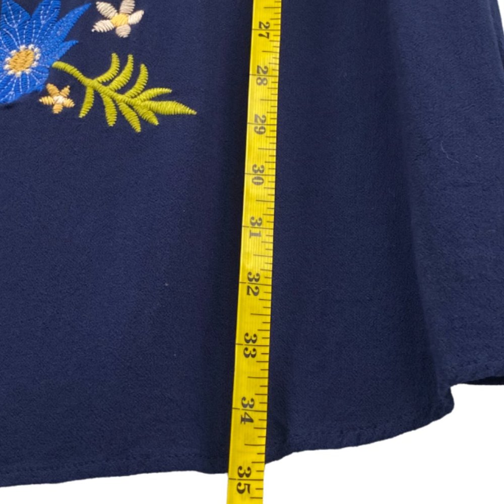 Skies are Blue Navy Floral Embroidered Short Sleeve Dress; M/L - Picture 8 of 12